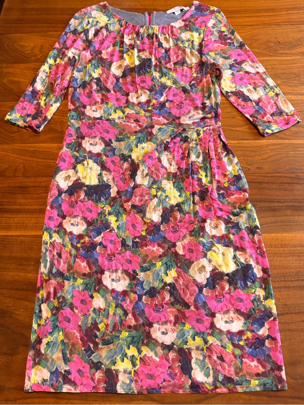 Boden Floral Bright Watercolor Jersey Dress with gathered waist detail Sz 10 US*